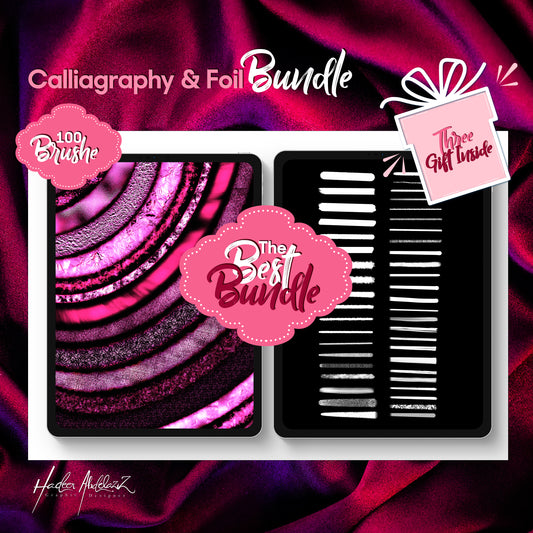 Glitter-foil-bundle-metallic-lettering-calligraphy-procreate-brushes-offer-sale-paint-shiny-texture