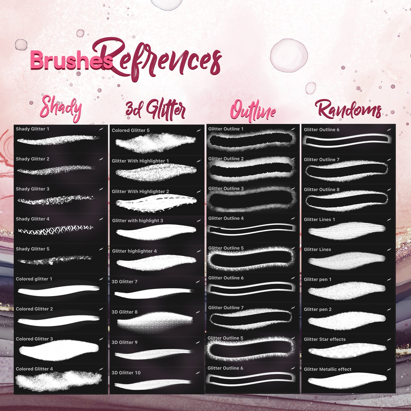 Glitter-texture-artwork-procreate-brushes-paint-stroke-luxury-callaigraphy-typography-ink-brushset