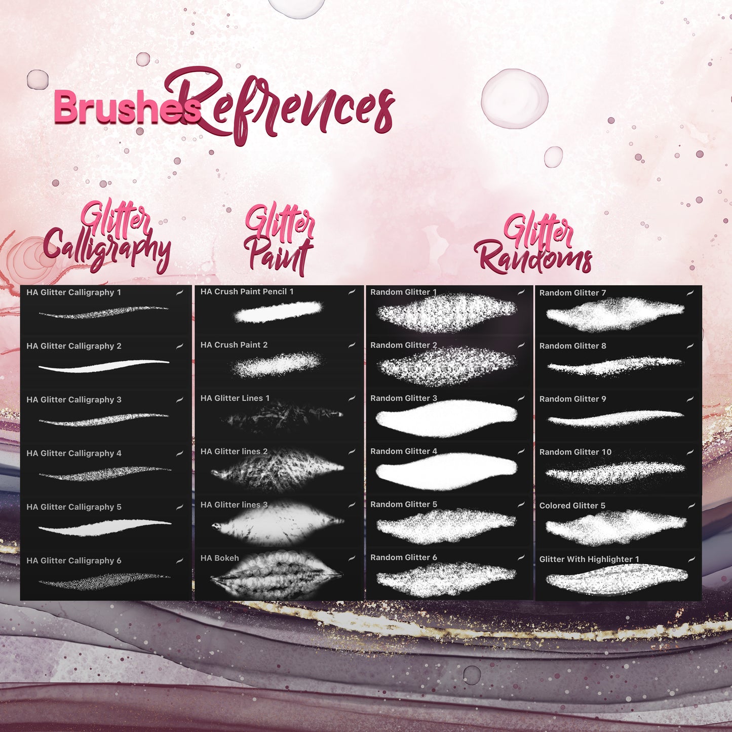 Glitter-texture-artwork-procreate-brushes-paint-stroke-luxury-callaigraphy-typography-ink-brushset