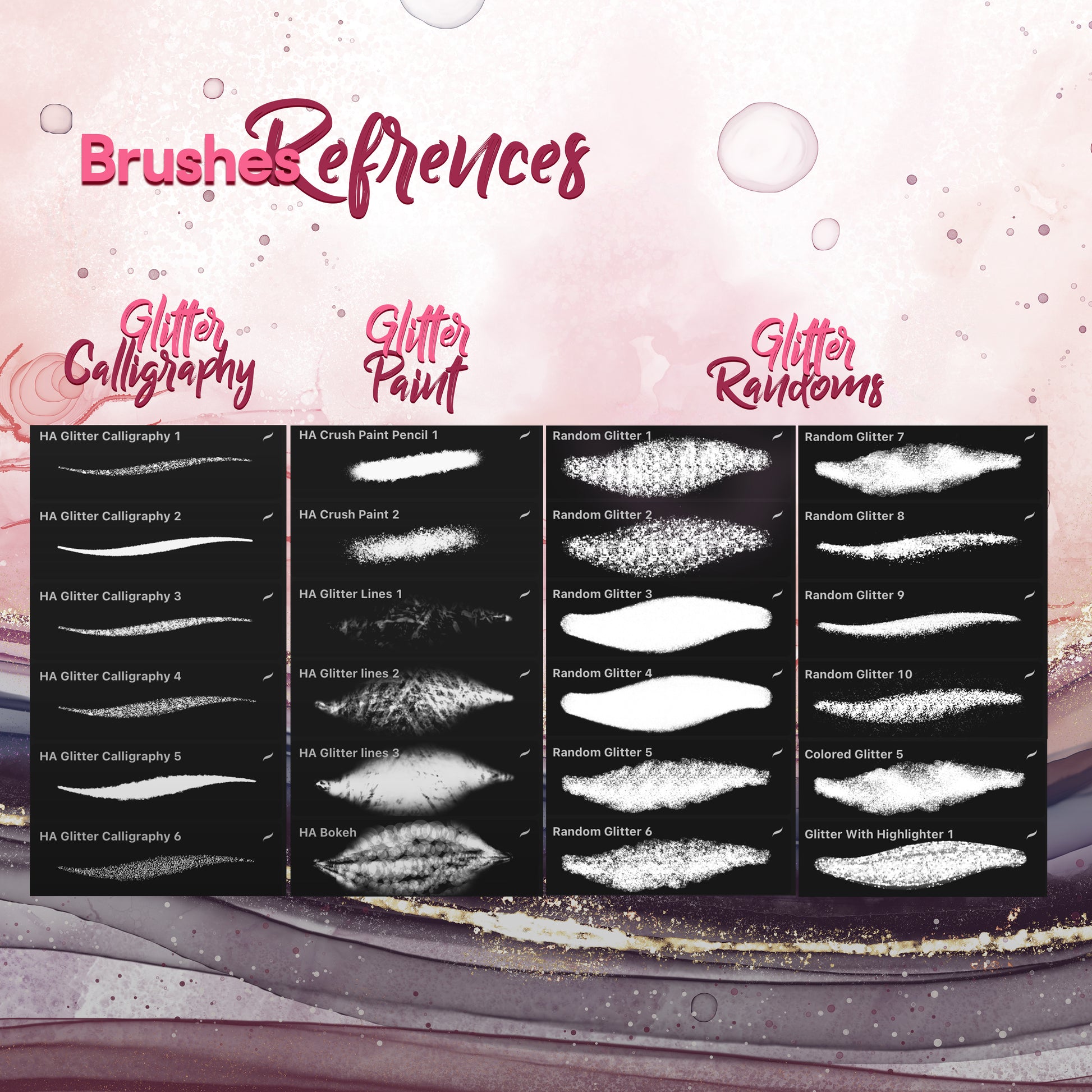 Glitter-texture-artwork-procreate-brushes-paint-stroke-luxury-callaigraphy-typography-ink-brushset