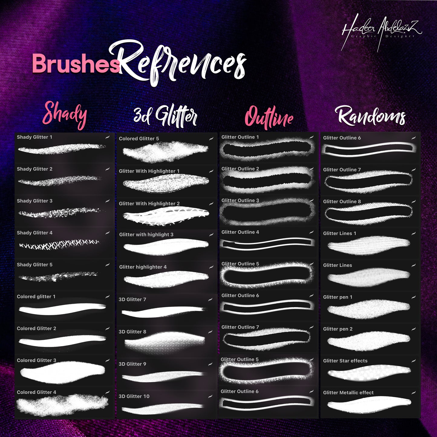 Glitter-foil-bundle-metallic-lettering-calligraphy-procreate-brushes-offer-sale-paint-shiny-texture