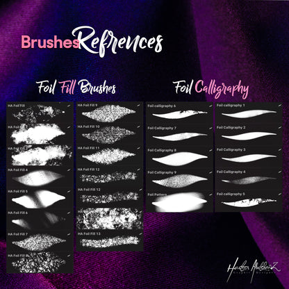 Glitter-foil-bundle-metallic-lettering-calligraphy-procreate-brushes-offer-sale-paint-shiny-texture