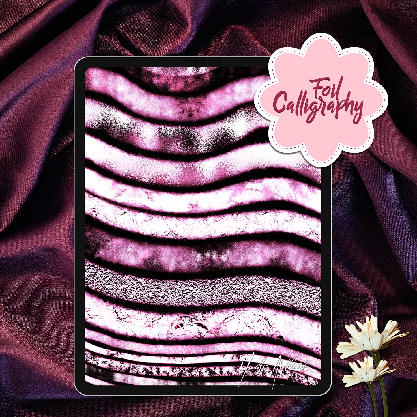 Foil-texture- lettering-typography-foil-metallic-shiny-3d-digital-art-procreate-brushes-paint-calliagraphy-artwork