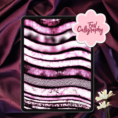 Foil-texture- lettering-typography-foil-metallic-shiny-3d-digital-art-procreate-brushes-paint-calliagraphy-artwork