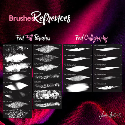 Glitter-foil-bundle-metallic-lettering-calligraphy-procreate-brushes-offer-sale-paint-shiny-texture